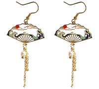 COMPUKAS Boucles D’oreilles Pendantes Ethniques en Alliage, Forme Éventail Géométrique Franges, Légères et Solide, 1 Paire, Style Rétro pour Femmes et Adolescentes, Bijoux pour Usage