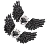 COMPUKAS Boucles de Chaussures Ailes d'Ange en Cristaux Cœur Clips Décoratifs Noirs pour Bottines 1 Paire d'Accessoires Légers et Élégants pour Chaussures Soirée et Mariage