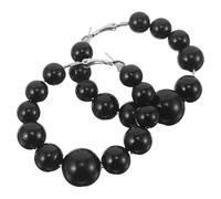 COMPUKAS Boucles D'oreilles Créoles Rondes Grandes en Plastique Léger Perles Imitation, Design Unique et Confortable pour Sorties Quotidiennes