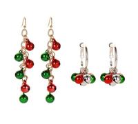 COMPUKAS Boucles D'oreilles Pendantes en Alliage 4pcs Cloche et Pompon, Design de Noël Délicat pour Femmes, pour Mariage et Usage Quotidien