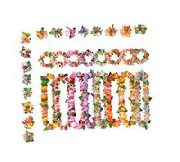 COMPUKAS Bracelets et Colliers de Fleurs Hawaïens en Tissu Léger, Ensemble Réutilisable pour Fête D'été, Design Naturel et Élégant pour Garçon et Filles, Décorations Tropicales