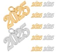 COMPUKAS Breloques de Collier 2025 Grand Format 12 Pièces Alliage Métallique Argenté et Doré Mixte DIY Création Bijoux Année Nouvelle Fête Artisanat