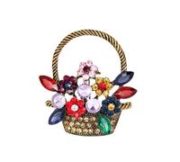 COMPUKAS Broche Épingle Robuste et Décoration Élégante pour Femme Vintage Panier de Fleurs en Alliage et Cristaux Cadeau pour Anniversaire ou Saint-valentin