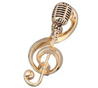 COMPUKAS Broche Note de Musique Vintage Dorée Microphone, Épingle Fantaisie pour Femme, Accessoire Élégant pour Soirée, Présent Bijou Bal et Accessoires Vêtements