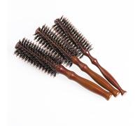 COMPUKAS Brosse à Cheveux en Poils de Sanglier et Bois avec Manche Rond pour Coiffure Brillante et Lisse, Anti-frisottis, Peigne Démêloir Profond, Design Spirale 12 Rangs