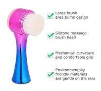 COMPUKAS Brosse Faciale Nettoyage Profond en Silicone Manuelle Double-face Manche Métallique Long Léger, Design Autoportant, Usage Domestique Voyage