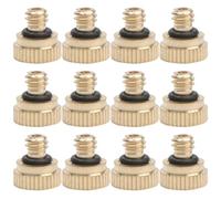 COMPUKAS Buse de Brumisation 0, 2mm 12 Pièces en Laiton Basse Pression | Filetage 10 Compatible, Acier Inoxydable, Joints Auto-étanches Inclus, Usage Extérieur et Petite Fontaine