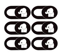 COMPUKAS Cache Webcam Coulissant Blanc Motif Éléphant 6pcs Ultra Fin en Abs Flexible pour Ordinateurs et Tablettes Protection Vie Privée