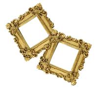 COMPUKAS Cadres Photo Vintage en Résine Or 2pcs, Cadre Carré Bord Floral 3d, Robuste et Incassable, Décor DIY pour Téléphone ou Loisirs Créatifs