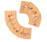 COMPUKAS Cartes de Vœux et Fleurs Délicates en Papier Kraft Marron Fleuries Lot de 12 avec, Design Romantique pour Écrire des Messages et Transmettre des Plusieurs styles Plusieurs styles