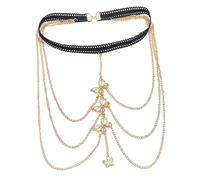 COMPUKAS Chaîne de Cuisse Élastique Multicouche de Jambes Accessoire pour Plage et Sorties Or Lf