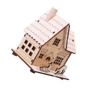 COMPUKAS Chalet Décoratif en Bois Beige à LED pour Bureau, Lumière Suspendue, Décoration Lumineuse Élégante et Chaleureuse pour Fête de Fin D'année