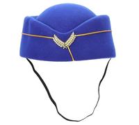 COMPUKAS Chapeau D'uniforme D'hôtesse de L'air Bleu Marine en Feutre, Accessoire Cosplay Élégant pour Spectacle et Maintien de Coiffure