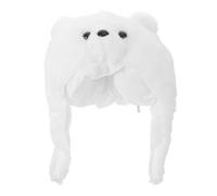 COMPUKAS Chapeau Ours Polaire en Peluche Blanc Léger et Facile à Nettoyer pour Costume D'halloween et Activités Extérieures, Accessoire de Fête Créatif et Amusant