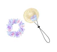 COMPUKAS Chapeau Paille pour Chien et Chat Guirlande Hawaïenne Respirant et Léger Protection Solaire pour Vacances Plage et Photos