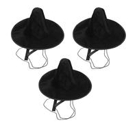 COMPUKAS Chapeau Traditionnel Coréen pour Costume Historique, 3 Pièces, Léger et Confortable, en Velours Noir à Haut Plat et Large Bord, pour Performance Théâtrale