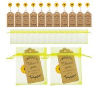 COMPUKAS Coffrets Porte-clés Tournesol Jaune Paquet et Cartes de Remerciement 30 Accessoires Décoratifs Utiles en Caoutchouc et Papier pour Fête Anniversaire pour Retour Invités