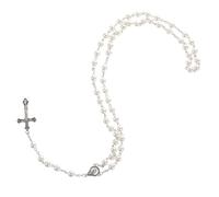 COMPUKAS Collier de Perles de Prière Croix pour Femme Chapelet Catholique Accessoire Religieux Délicat pour Prière et Occasions Spéciales