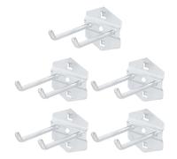 COMPUKAS Crochets en Acier Argenté Design Simple et Lumineux pour Panneau Perforé Lot de 5 Crochets Muraux Robustes et Fiables pour Rangement Cuisine ou Atelier