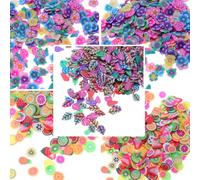 COMPUKAS Décoration D'ongles Élégante Tranches D'argile Polymère Fruit, Fleur et Feuille, 3 Packs pour Nail Art et Bricolage DIY Créatif