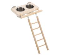 COMPUKAS Distributeur de Nourriture pour Perroquets Design à Double Gobelet en Acier Inoxydable, Installation Rapide, pour Cage, Couleur Marron, Ensemble 1 Set