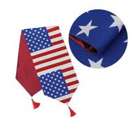 COMPUKAS Drapeau de Table du Jour de L'indépendance Américain en Polyester et Coton, Facile à Nettoyer, Solide, Décoration Patriotique pour Fête Nationale et Meuble Tv