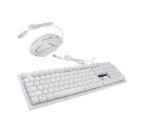 COMPUKAS Ensemble Clavier et Souris de Jeu Mécanique Filaire USB Blanc Rétroéclairé Clavier Tactile Mécanique Suspendu Ergonomique Souris Gaming Lumineuse pour Ordinateur de Jeu et