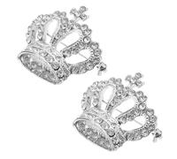 COMPUKAS Épingle Couronne Cristaux Accessoire Polyvalent et Résistant la Décoloration en Alliage Argenté 2pcs pour Mariage et Banquet