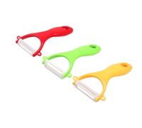 COMPUKAS Épluche-légumes en Céramique 6 Pièces avec Poignée Antidérapante Ergonomique, Manche Crocheté, Résistant Lave-vaisselle Cuisine Polyvalente