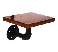 COMPUKAS Étagère Murale Support en Fer Forgé Style Vintage en Bois Massif Noir Haute Résistance et Finition Rétro pour Décoration Murale et Rangement à Domicile