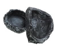 COMPUKAS Gamelle pour Reptiles 2 Pièces en Résine, Bol Rond et Triangulaire pour Alimentation et Eau, Surface Lisse Facilitant Le Nourrissage des Tortues et Serpents en Terrarium