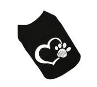 COMPUKAS Gilet pour Chien en Coton Noir Confortable et Frais Motif Cœur et Empreinte, pour Promenades et Activités en Extérieur pour Petits Chiens