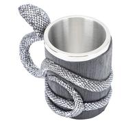 COMPUKAS Gobelet à Boire Design Serpent en Acier Inoxydable et Résine, Double Paroi, Couleur Argenté et Noir, Pratique pour Bureau ou Maison