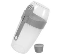 COMPUKAS Gobelet à Salade Double Couche 1070ml en Plastique avec Cuillère et Couvercle, Grosse Capacité, pour Déjeuner Scolaire ou Repas en Plein Air