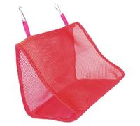 COMPUKAS Hamac Suspendu pour Petits Oiseaux en Écume Design en Maille Respirante, Facile à Nettoyer, pour Canaris, Accessoire Compact et Rouge Crochets