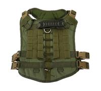 COMPUKAS Harnais pour Chien D’Assistance Tissu Oxford Robuste, Gilet Grosse Taille L Vert Armée, Promenade et Entraînement pour Berger Allemand