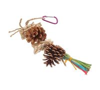 COMPUKAS Jouet Suspendu pour Perroquet en Naturel Et Pignons De Pin Jouet à Mâcher Résistant Aux UV Grosse Taille pour Perroquets Et Perruches Accessoire De Jeu pour Cage à Oiseaux