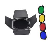COMPUKAS Kit de 4 Déflecteurs de Lumière pour Lampe Photo 18 CM Barrière Lumineuse à 4 Volets Nid D’Abeille et Filtres Colorés Accessoires pour Éclairage Studio et Photographie