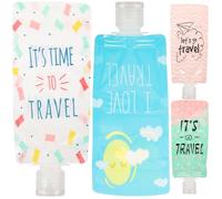 COMPUKAS Kit de Voyage 4pcs Paquet Souples Vides 100ml pour Lotion et Émulsion, Pe Résistant avec Bouchons, pour Voyage Pratique et Hygiène Facile