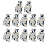 COMPUKAS Lot de 12 Paquet Présents en Coton Lin 10X14 CM à Cordon Pochettes de Rangement à Imprimé Baleine pour Bonbons et Petits Présents Emballage Fête et Festival