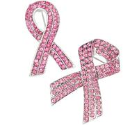 COMPUKAS Lot de 2 Broches Ruban Décoratives pour Sensibilisation au Cancer du Sein Chez les Femmes Broches Féminines Ornementées de Cristaux Accessoires Symboliques pour Événement