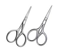 COMPUKAS Lot De 2 Ciseaux Faciaux En Acier Inoxydable, Petits Ciseaux à Sourcils Pointus Et Arrondis, Outil De Taille Barbe Précis, Coupe Sécurisée Pour Hommes, Soin Du Visage Quotidien