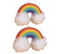 COMPUKAS Lot de 2 Éponges Bébé de Arc-en-ciel, Boule de Douce en Éponge Pe pour Gommage Corporel, Mousse Généreuse, Bain des Garçon et Filles