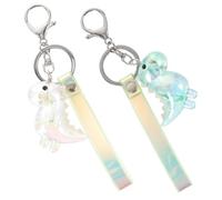 COMPUKAS Lot de 2 Pendentifs Décoratifs pour Paquet en Métal et Acrylique, Porte-clés Dinosaure Chic et Délicat pour Décorer Paquet et Tenir Clés