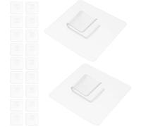 COMPUKAS Lot de 20 Crochets Adhésifs Muraux en Plastique, Forte Capacité de Charge, Longue Durée, pour Salle de Bain Cuisine sans Perçage