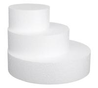 COMPUKAS Lot de 3 Moules à Gâteau Ronds en Écume Blanche, Réutilisables, pour Décoration et Entraînement Glaçage, Adaptés aux Mariages et Présentoirs de Gâteaux