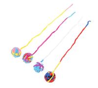 COMPUKAS Lot de 4 Balles pour Chat en Polyester Interactif pour Chat Intérieur Réduit L’Ennui Comportements Destructeurs Queue de 40 Cm Plusieurs Styles