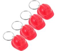 COMPUKAS Lot de 4 Porte-clés Forme Casque en Alliage de Zinc et Plastique Rouge, Finition Soignée, Apparence Unique, pour Accessoires Anniversaire et Décorations de Fête