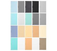 COMPUKAS Lot de 40 Feuilles de Papier Couleur A6 Recharge Perforée pour Classeur, Papier à Écrire Polyvalent et Rechargeable pour Étudiants et Cahiers