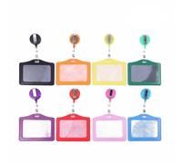 COMPUKAS Lot de 8 Porte-cartes D'identité Transversaux en Cuir Pu avec Fenêtre Avant Transparente pour Bureau et École, Pochette pour Laissez-passer Pratique